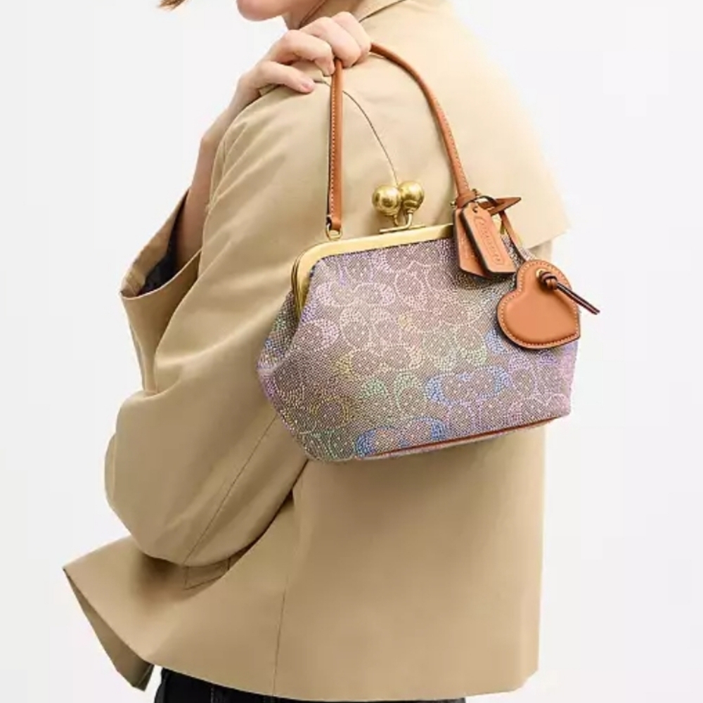 Coach Rainbow Crystal 16 Kisslock Frame Clutch - Excellent, Like New - Picture 2 of 7